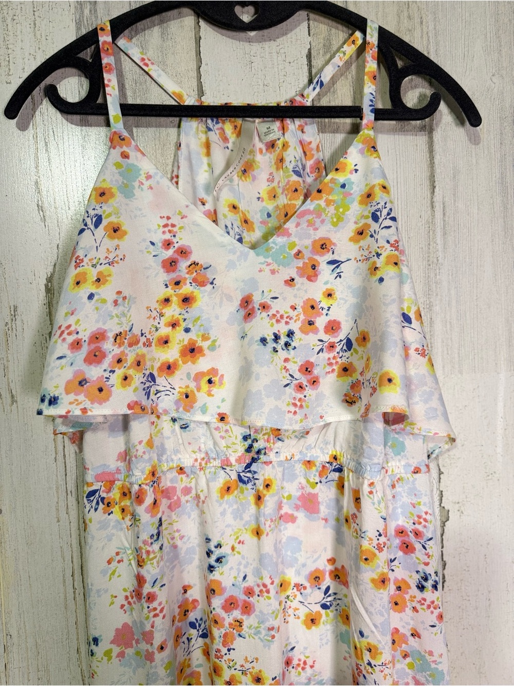 LC Lauren Conrad Floral Print Maxi Dress Size M Spaghetti Strap Ruffle Detail - Picture 4 of 7